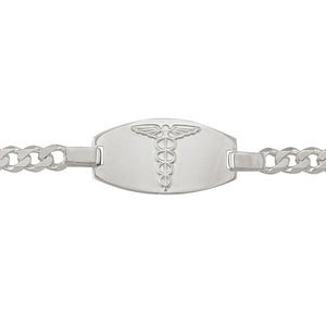 Sterling Silver 8" Medical Bracelet with Curb Chain