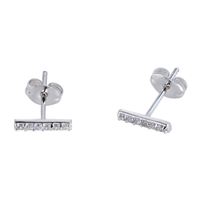 Sterling Silver CZ Stick Stud Earrings