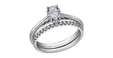 14K White Gold Oval Diamond with (10) Diamond Halo Engagement Ring