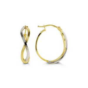 10K Yellow/White Gold "Infinity" Hoops