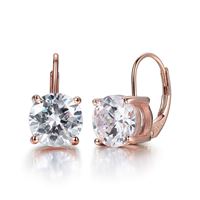 Sterling Silver/Rose Gold Plated Fixed CZ Lever Back Earrings