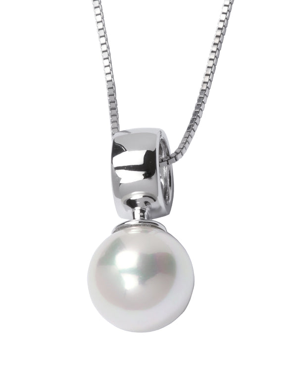 Elle Sterling Silver Fashion Pearl (10mm) Pendant with 18