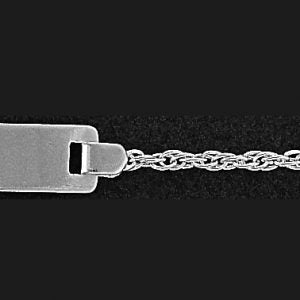 Sterling Silver Rectangular I.D. Bracelet with Soft Rope Chain 6"-7"