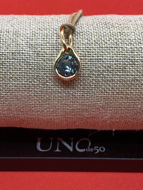 Uno De 50 Yellow Gold Plate Blue Crystal Charm