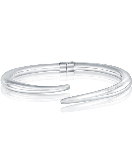 Sterling Silver Offset Plain Electroform Hinge Bangle