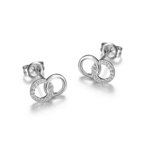 Sterling Silver "Duet" Double Circle CZ Stud Earrings