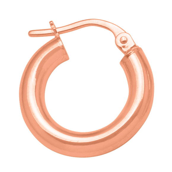 10K Rose Gold 3mm Round Tube Small Hoops