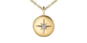 10K Yellow Gold Canadian Diamond Medallion Pendant with 16"-18" Chain