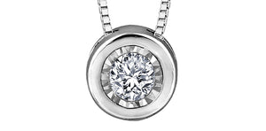 Forever Jewellery 10K White Gold "Illuminiaire" Diamond Bezel Set Pendant with 17" Chain