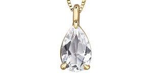 Forever Jewellery 10K Yellow Gold Pear Shaped White Topaz Teardrop Pendant with 17" Chain