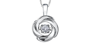 Forever Jewellery 10K White Gold "Tempo" Diamond Swirling Circle Pendant  with 17" chain