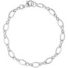 Sterling Silver Oval/Figure 8 Link Charm Bracelet 7"