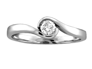 10K White Gold Canadian Diamond By-Pass Bezel Set Engagement Ring