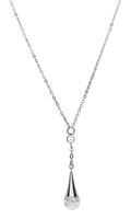Steelx Stainless Steel Teardrop White Quartz Crystal Pendant with 16" + 2"  Cable Chain