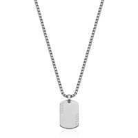 Steelx Stainless Steel Matte Dog Tag with 24" Round Box Chain