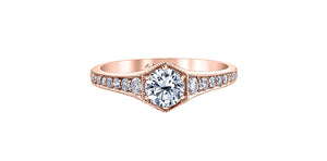 14K White Gold Canadian Diamond Centre with 16 Shoulder Diamonds Vintage Style Engagement Ring
