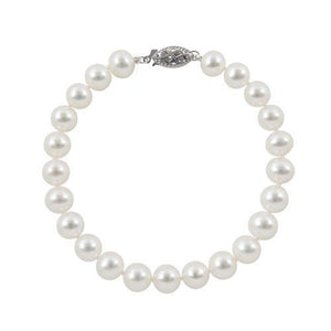 5-5.5mm Knotted White Freshwater Pearl 7 1/2" Bracelet with Sterling Easy Clasp