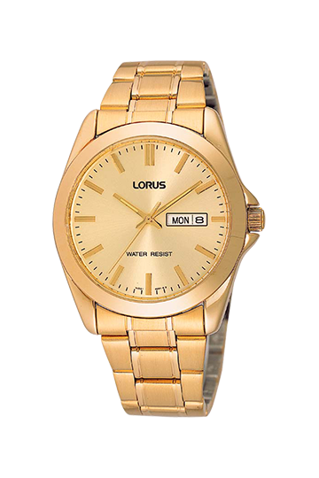 Lorus Gents Quartz Day/Date Yellow Gold-Plated Case & Bracelet