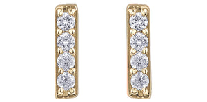 10K Yellow Gold Diamond Bar Stud Earrings