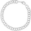 Sterling Silver Double Circle Link Charm Bracelet 7