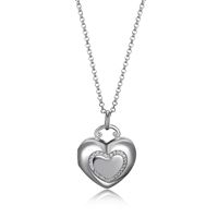 Sterling Silver CZ Heart Locket with 18" Rolo Chain