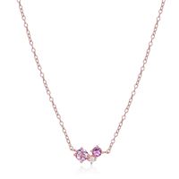 Sterling Silver/Rose Gold Plate CZ, Pink Amethyst & Amethyst 16" Necklace