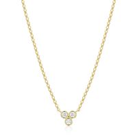 Sterling Silver/Yellow Gold Plate Triple Bezel Set CZ Pendant with 16"+2" Chain