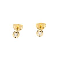 Sterling Silver/Yellow Gold Plate Bezel Set Lab Grown Diamond Total Weight = 0.10ct Stud Earrings