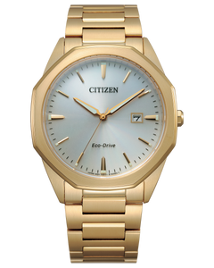 Citizen Eco Drive Gents Octagon Bezel Date Sapphire Crystal Stainless Steel/Gold Plated Case & Bracelet