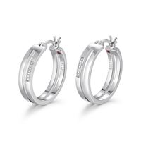 Elle Sterling Silver Double Hoops with Channel set CZ"s