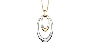 10K Yellow/White Gold Double Oval Pendant with Canadian Diamonds & 18" Chain