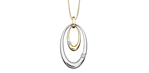 10K Yellow/White Gold Double Oval Pendant with Canadian Diamonds & 18