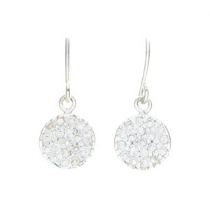 Sterling Silver Drop Shepherd Hook Earrings with Pavee CZ Circle