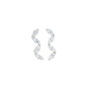 Sterling Silver Wavy CZ Stud Earrings