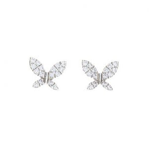 Sterling Silver Small CZ Butterfly Stud Earrings