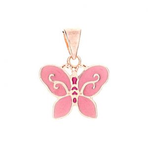 Sterling Silver/Rose Gold Plate Pink "Enamel" Butterfly Pendant