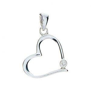 Sterling Silver Open Heart with CZ Pendant