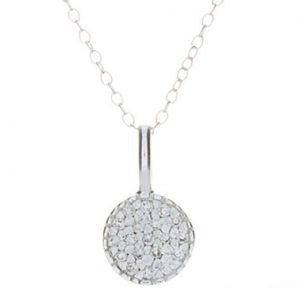 Sterling Silver Pavee CZ Circle Pendant with 16"-18" Chain