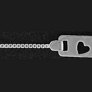 Sterling Silver ID Bracelet with Heart & Box Chain 6"-7"