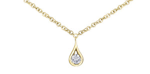 14K Yellow Gold Canadian Diamond Teardrop Pendant with 16"-18" Chain