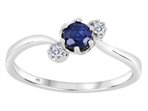 10K White Gold Sapphire & Diamond Ring