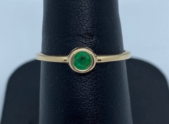 10K Yellow Gold Bezel Set Emerald Ring