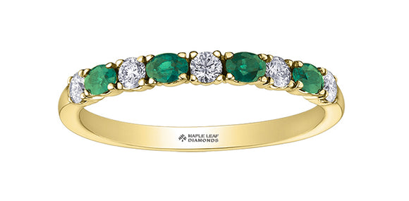 14K Yellow Gold Oval Emeralds & Canadian Diamonds Band