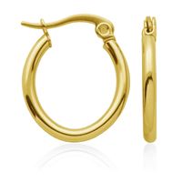 Steelx Stainless Steel Yellow Gold Plated Small Oval Hoops