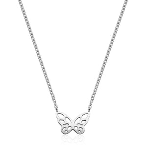 Steelx Stainless Fixed Open Butterfly Pendant with 16" + 2" Chain