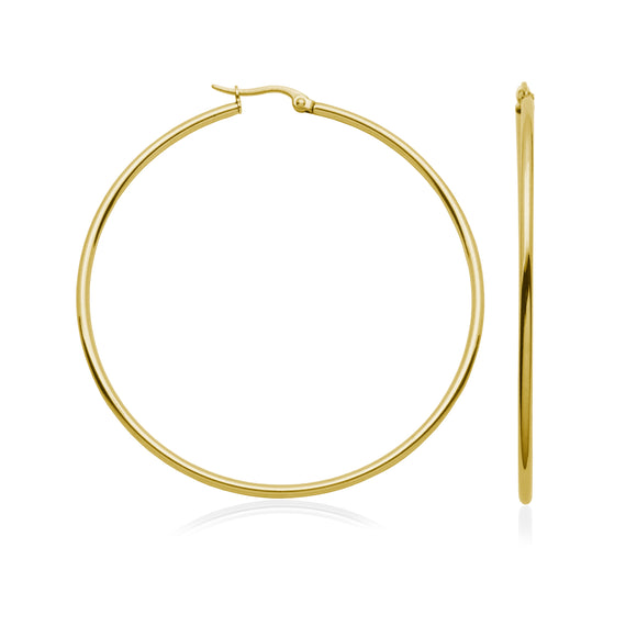 Steelx Stainless Steel/Yellow Gold Plated 60mm Hoops