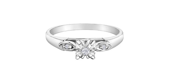 10K White Gold Diamond Shoulder Engagement Ring