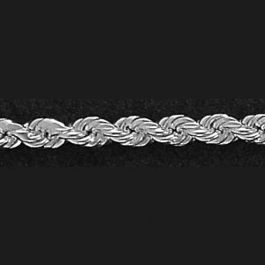 Sterling Silver Medium Weight 3mm Diamond Cut Solid Rope 7" Bracelet