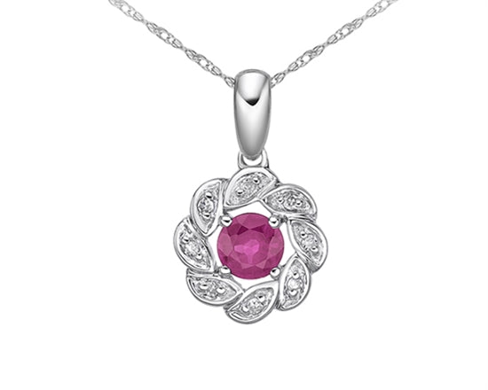 10K White Gold Pink Sapphire with Diamond 