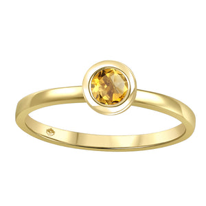 10K Yellow Gold Bezel Set Citrine Ring